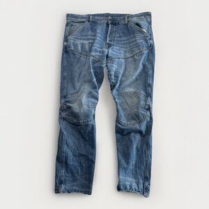G Star Jeans Blue Denim 5620 3D Tapered Button Fly  Mens Sz 38 Grunge Moto Alt
